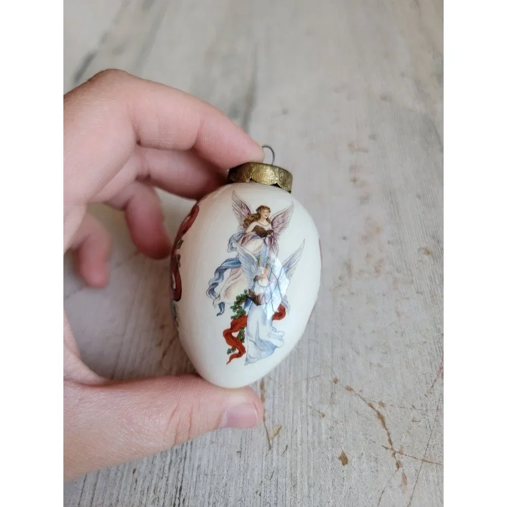 Vintage egg lady Angelic angel porcelain ornament Xmas flower‎
